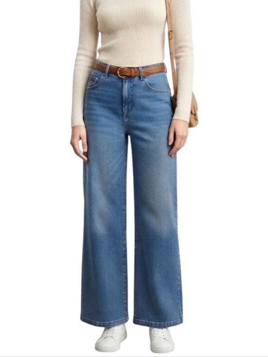 SPANX Denim - Spanx Light Wash Wide Leg Pull-On Denim Jeans Size Medium